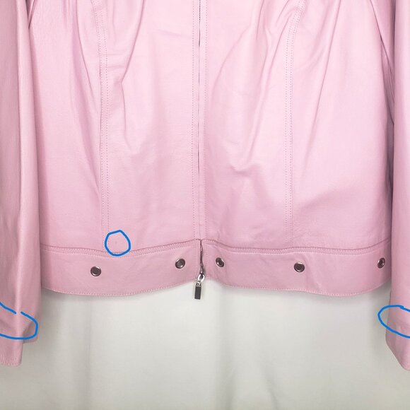 Pamela McCoy Collections Pink Leather Biker Jacket Size 1X - Picture 7 of 7